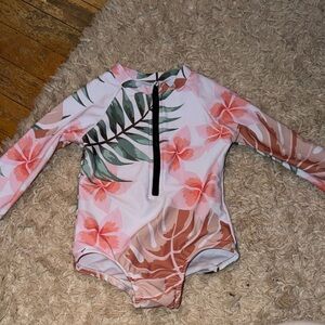 Floral Long Sleeve Kids Swimwear